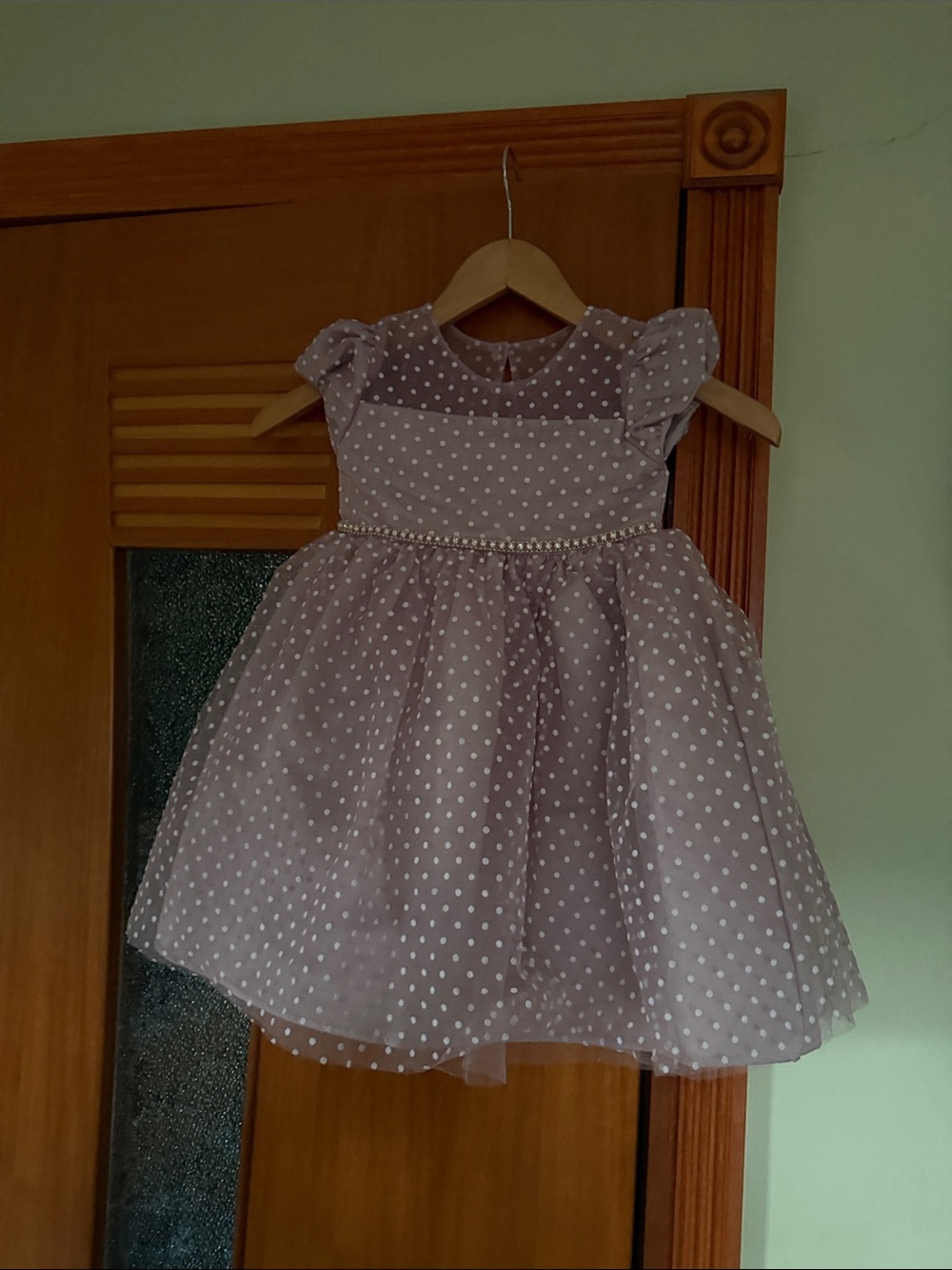 Blueberi Boulevard Lavender Polka Dot Tulle Party Dress